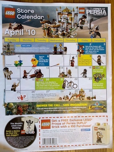 LEGO Store Calendar - April 2010 (www.toysnbricks.com)