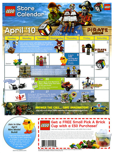 LEGO Store Calendar (UK) - April 2010