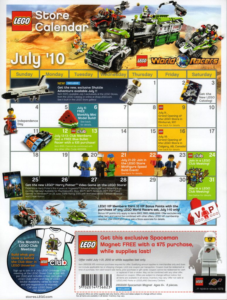 LEGO Store Calendar - July 2010 
