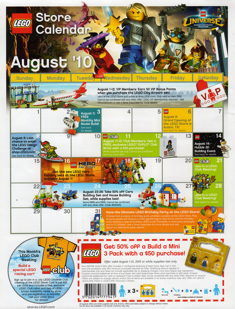 LEGO Store Calendar - August 2010 