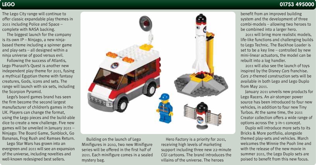 2011 January LEGO Product News Article - Toys N Bricks