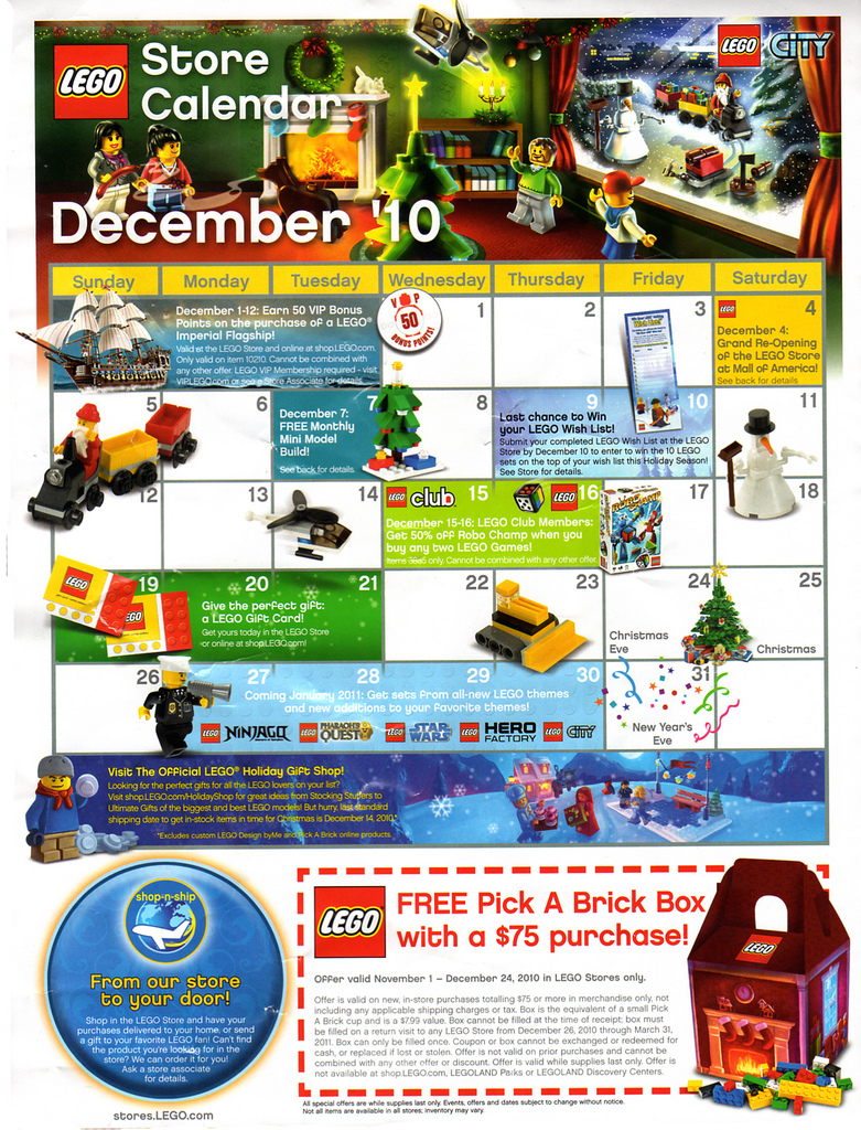 LEGO Store Calendar December 2010 – Toys N Bricks 