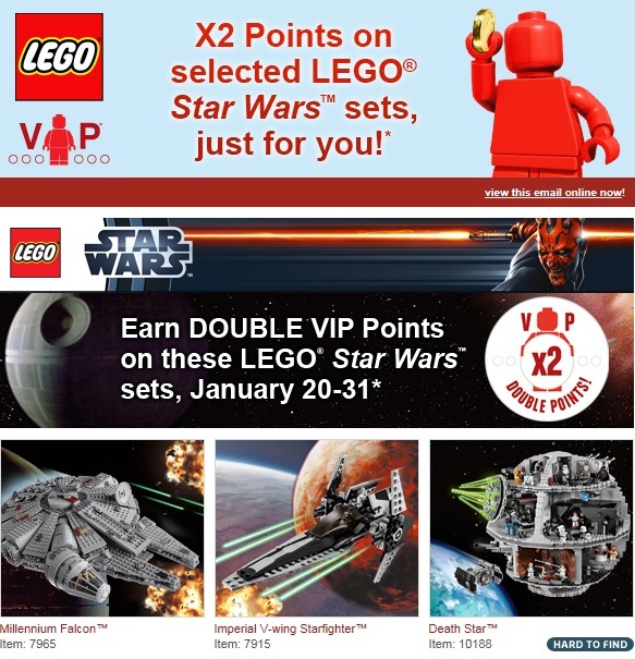 LEGOShop Double VIP Points Star Wars Promotion - Toysnbricks
