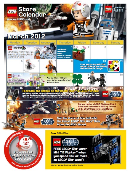 [UK] March 2012 LEGO Store Calendar - Toysnbricks