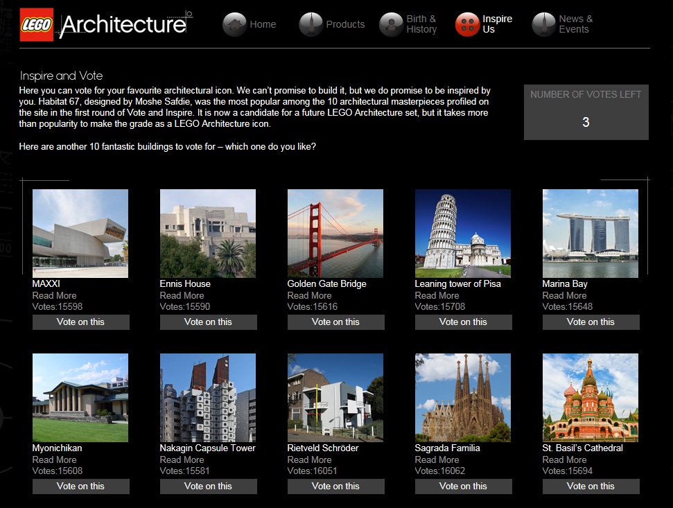 LEGO.com Architecture Microsite 2012 Vote (Round 2) - Toysnbricks