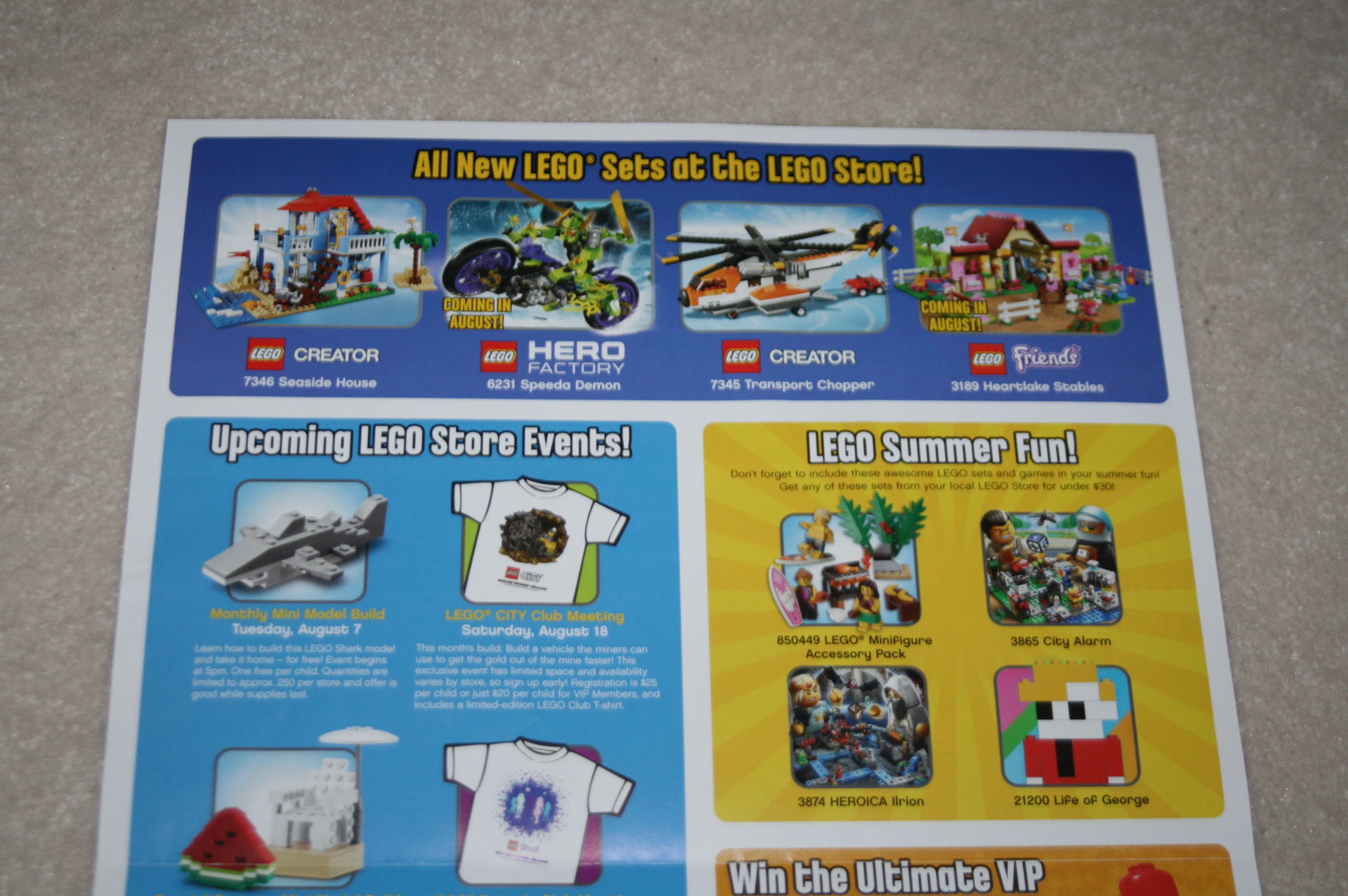 [US/CAN] August 2012 LEGO Store Calendar Toys N Bricks