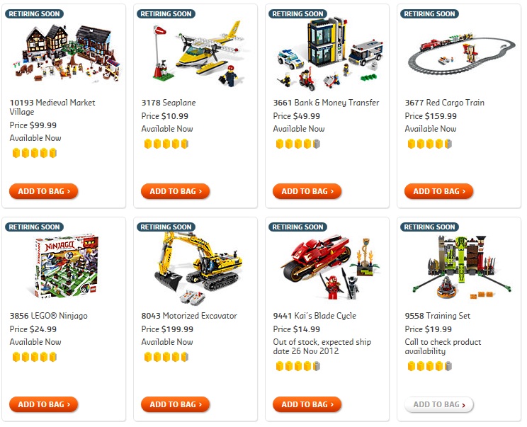 LEGO November 2012 Retiring Sets - Toysnbricks