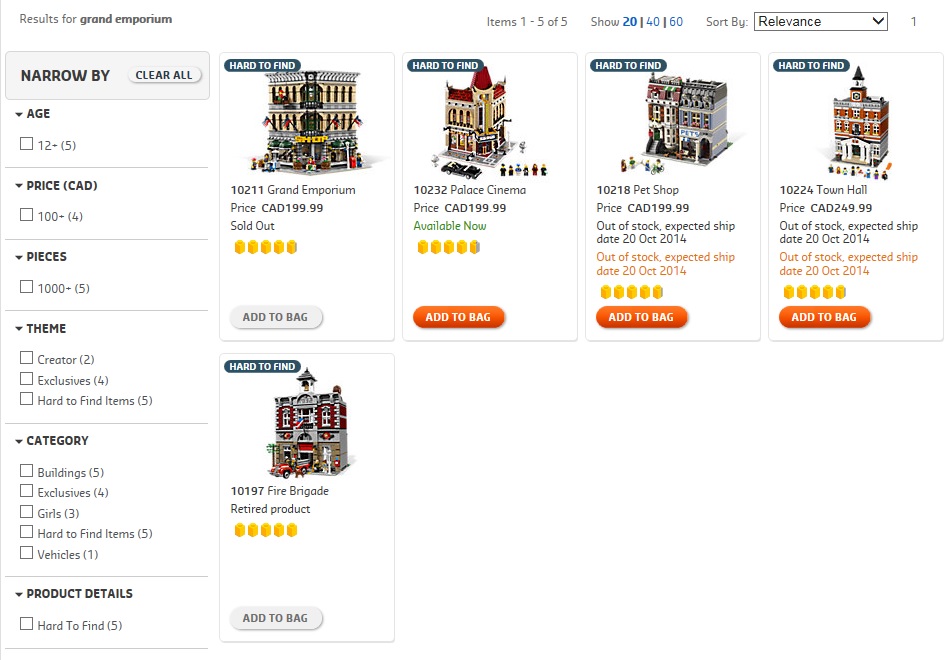 LEGO Modular Buildings October 2014 Availability Update 10211 Grand Emporium