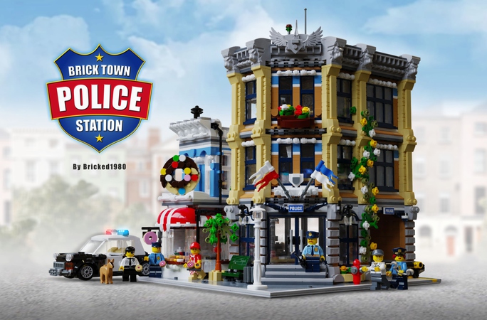 LEGO Ideas Project Creation Brick Town Police Station 10 000 Supporters by Bricked1980