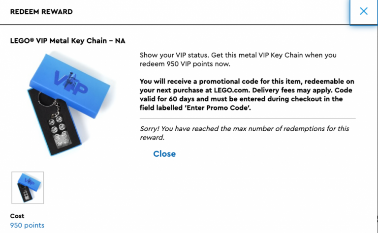 LEGO VIP Metal Brick Key Chain Exclusive LEGO VIP Rewards Center