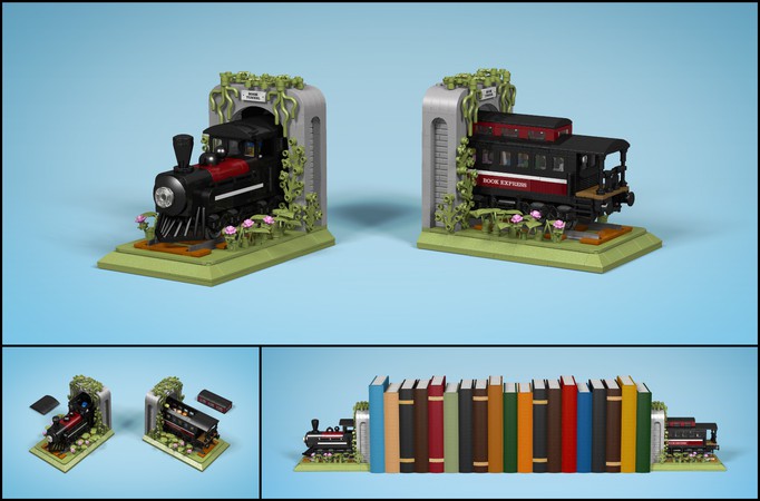 LEGO Ideas Project Creation Train Bookends by Jimmi-DK Achieves 10 000 Supporters