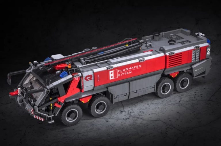 LEGO IDEAS Airport Firetruck Rosenbauer Panther 8x8 Project Creation by redera00 Achieves 10 000 Supporters