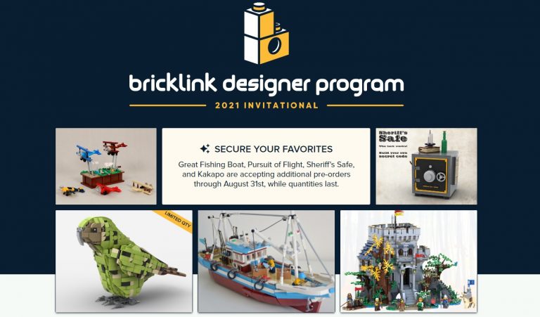 Bricklink Designer Program LEGO Great Fishing Boat, Pursuit of Flight, Sheriff's Safe and Kakapo Pre-Order