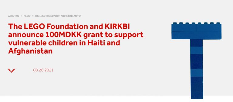 LEGO Group Foundation and KIRKBI Grant to Afghanistan and Haiti 2021 Website