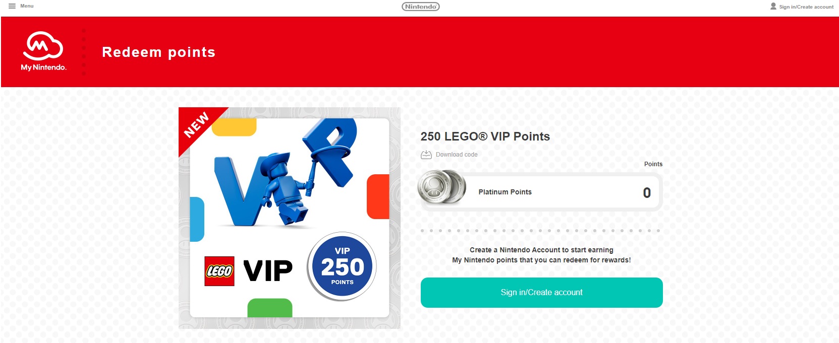 parallel Slør leje Free 250 LEGO VIP Reward Points Promo Offer with My Nintendo Rewards - Toys  N Bricks