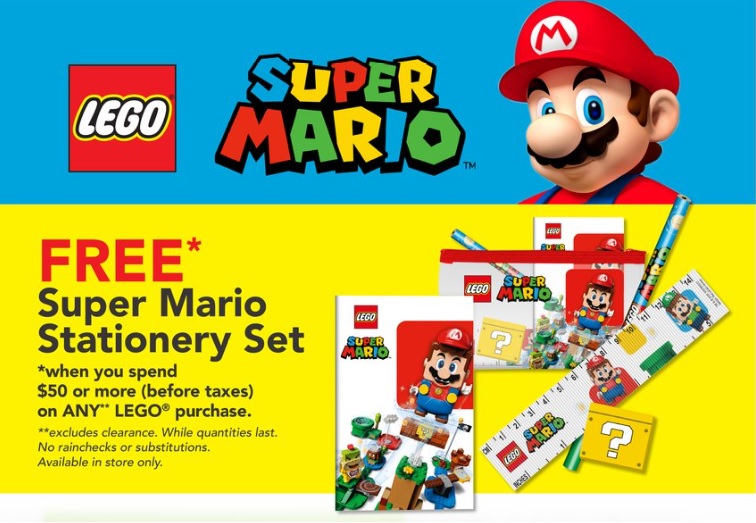 LEGO Super Mario Stationery Set Promo Gift Offer ToysRUs Canada LEGO 2021 Sale
