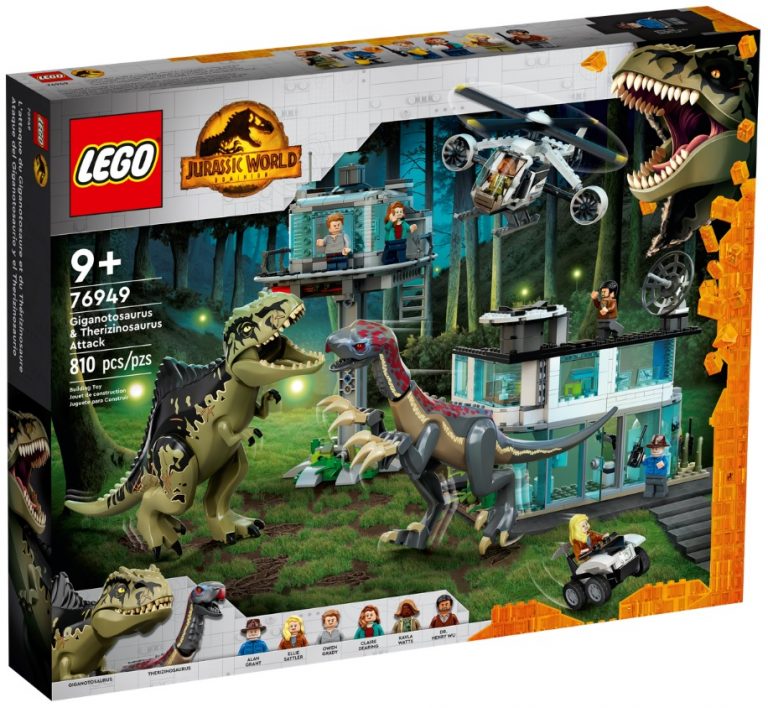 LEGO Jurassic World Dominion 76949 Giganotosaurus & Therizinosaurus Attack April 2022 Release Date Front Box