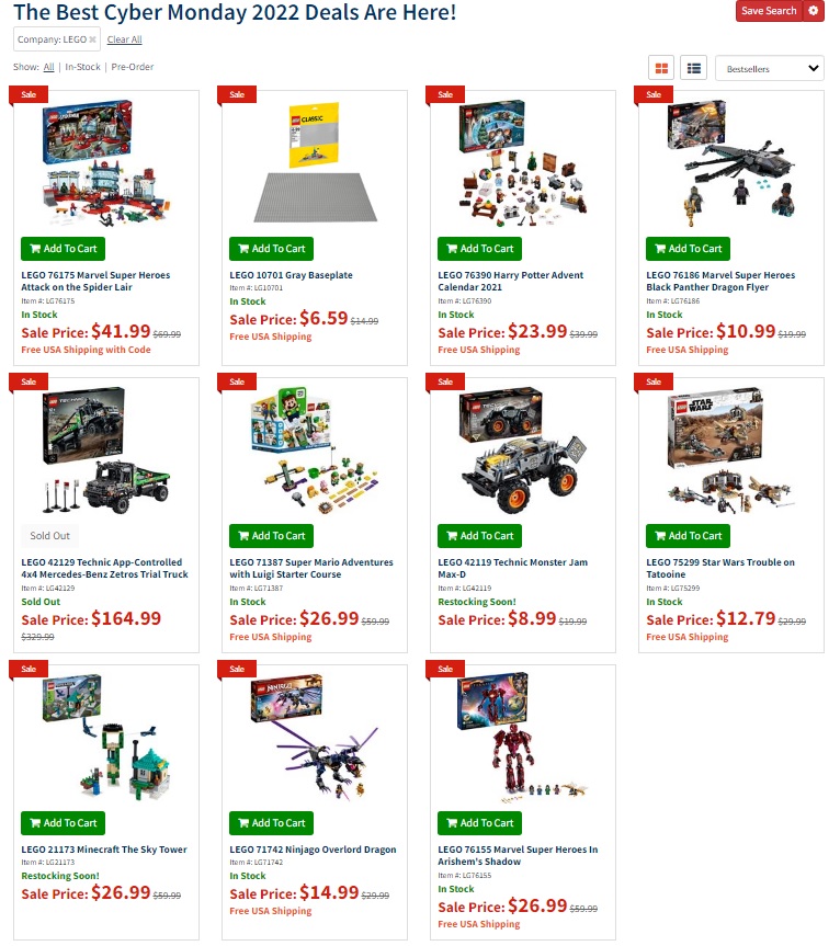 Entertainment Earth LEGO Cyber Monday 2022 Sales & Deals
