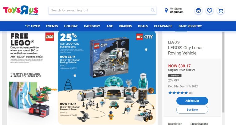 LEGO Bricktober Dragon Adventure Ride Toys R Us Canada December 2022 Promotion Gift and Sales