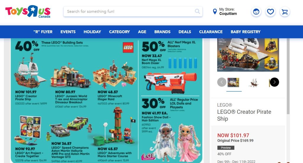 ToysRUs Canada LEGO Dragon Adventure Ride Bricktober GWP & LEGO Sales