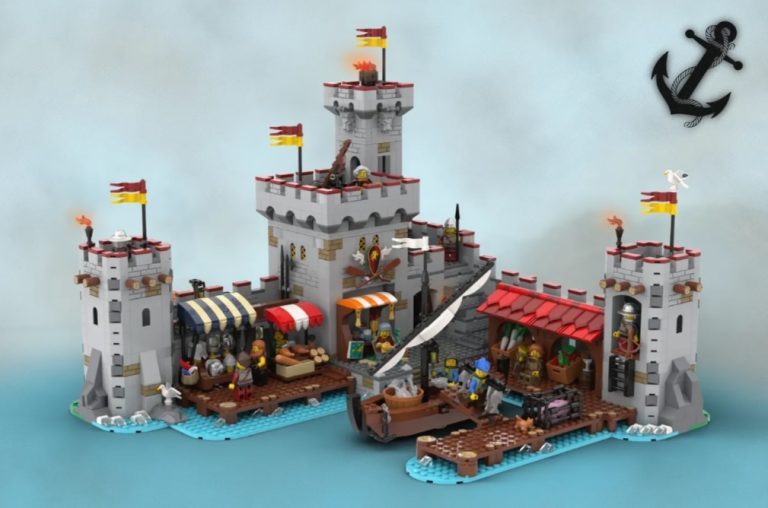 LEGO IDEAS Medieval Seaside Market Project Creation by bricks_fan_uy Achieves 10 000 Supporters