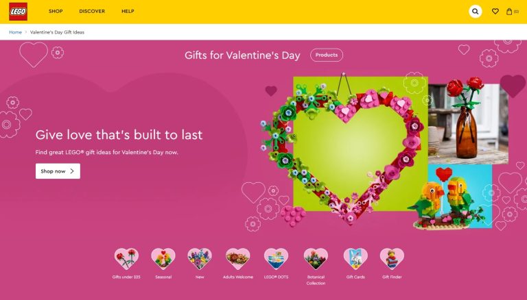 LEGO Valentine's Day 2023 Shopping Landing Page