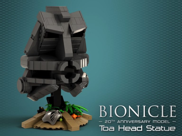 LEGO IDEAS Bionicle Toa Head Statue Project Creation by yannickbuildsthings Achieves 10 000 Supporters