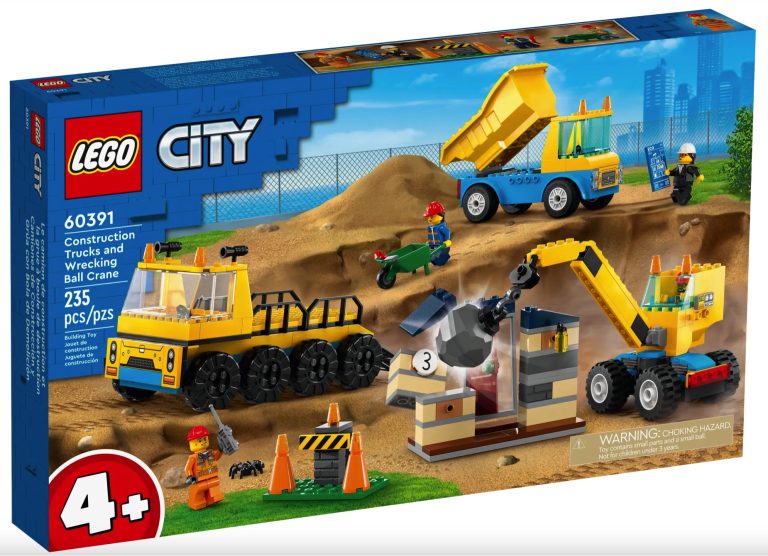 LEGO City 60391 Construction Trucks and Wrecking Ball Crane Summer August 2023 Release Date Front Box