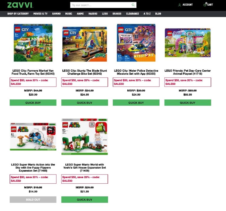 Zavvi US LEGO June 2023 Sale Extra Discount Reduced Size