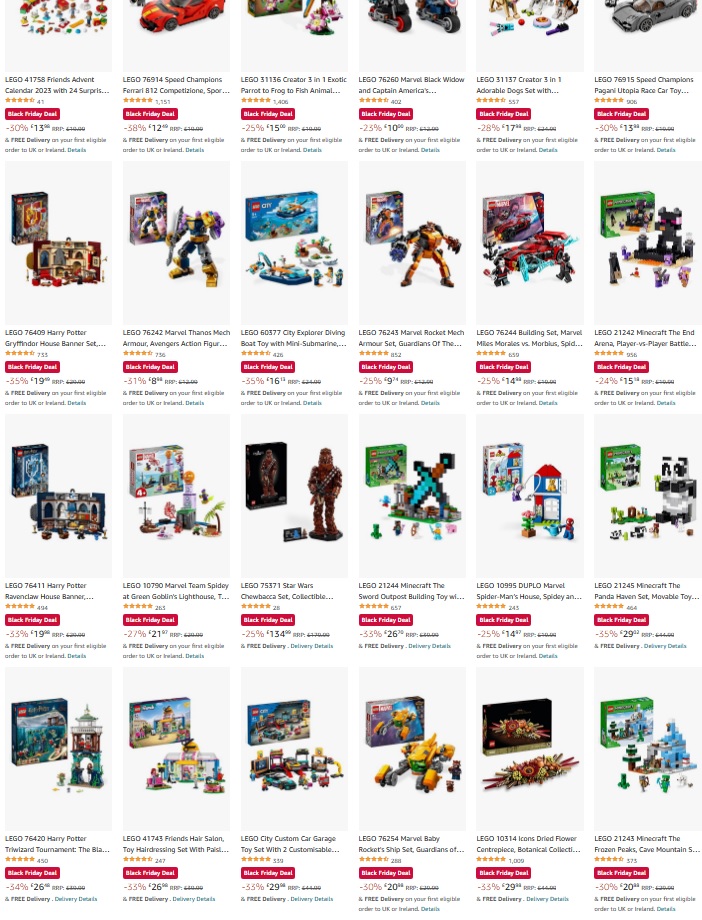 Amazon UK United Kingdom LEGO Early Black Friday 2023 Deals
