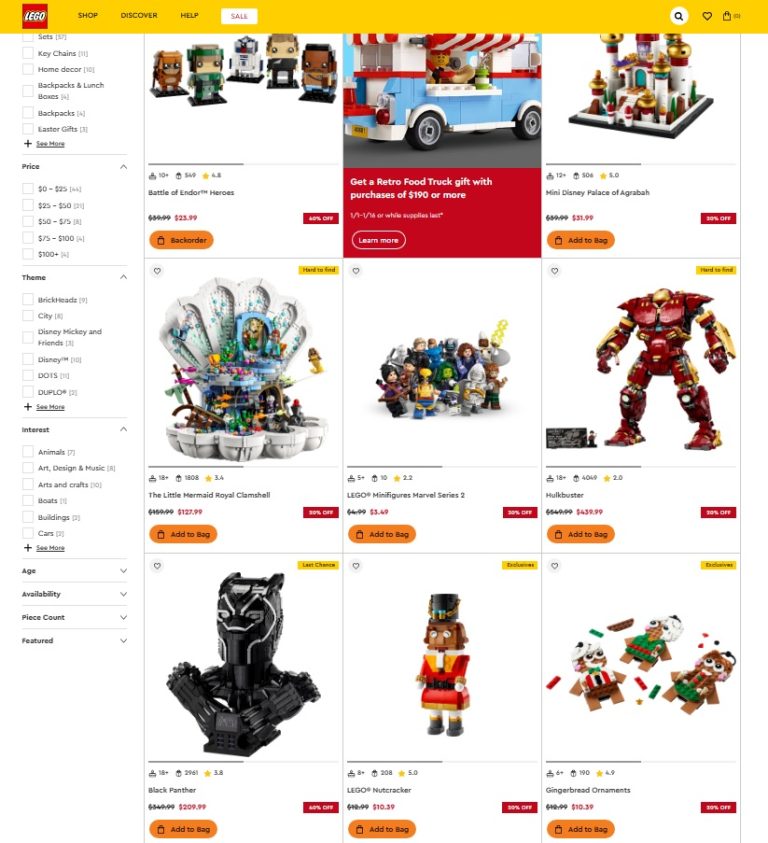 LEGO Shop at Home US Post-Christmas Year End Boxing Day 2023 Sale