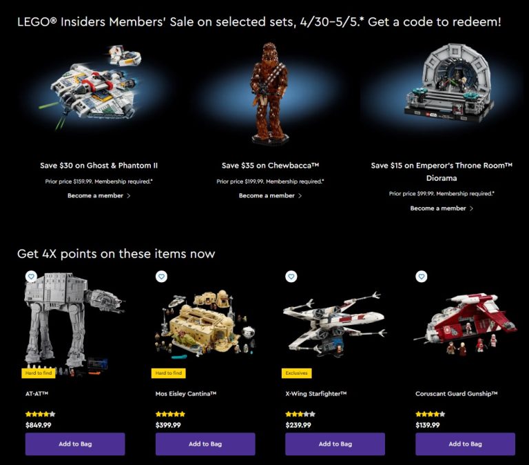 LEGO Shop at Home US May the 4th Be With You 2024 Star Wars Sale & Promo (Insiders LEGO Offer)