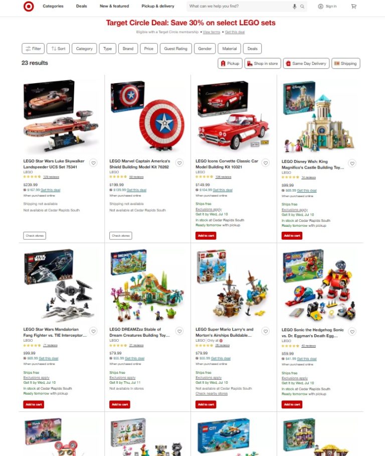 Target US Circle Deal Week July 2024 LEGO Sales & Promo Deals