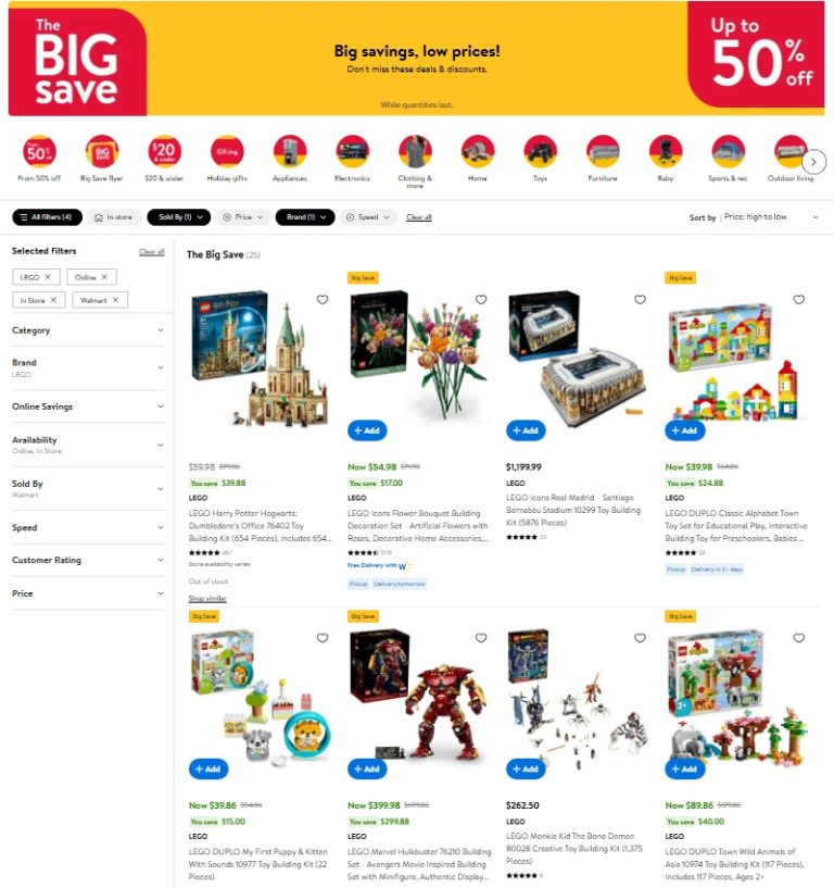 Wal-Mart Canada LEGO Big Save October 2024 Sales Event Promo