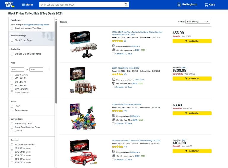 Best Buy US Online LEGO Black Friday 2024 Deals November