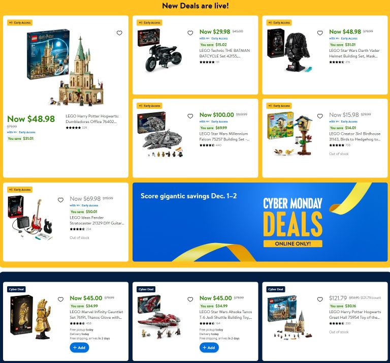 Wal-Mart LEGO Cyber Monday 2024 Online Deals List