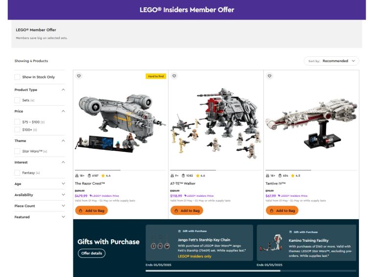 LEGO Insiders Member Sale May 2025 Star Wars Days US