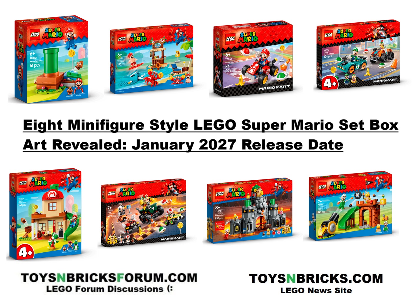 Box Art for Eight Minifigure Style LEGO Super Mario January 2027